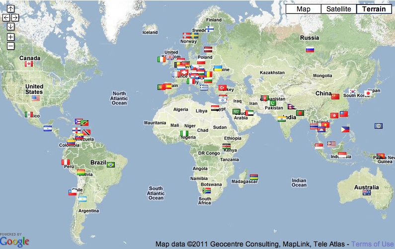Gwyns Flag Counter as of 10 24 2011